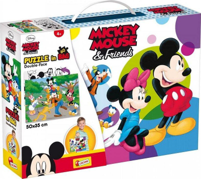 Puzzle Lisciani Mickey Mouse & Friends Double-Face, 60 copa, 50x35cm, me ngjyra