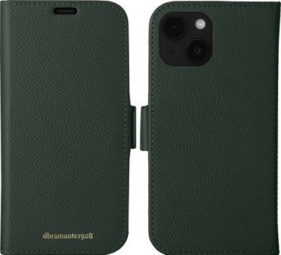 Carkë folio Dbramante1928 New York për iPhone 15 Plus, lëkurë, me mbrojtje RFID, jeshile Evergreen