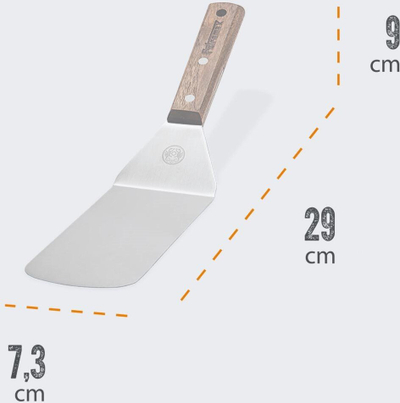 Shpatull kuzhine Petromax Flex2, çelik inox fleksibël, dorezë druri, 33cm