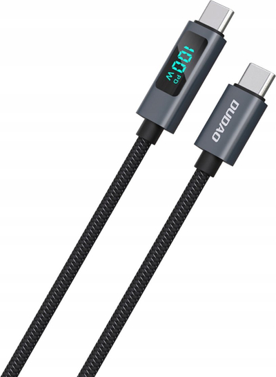 Kabllo karikimi Dudao L7C USB C në USB C, 100W, me ekran LED, 1m, e zezë