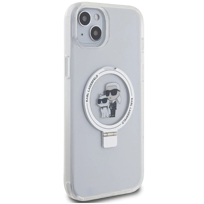 Kapak telefoni Karl Lagerfeld Ringstand Karl and Choupette, MagSafe, transparent