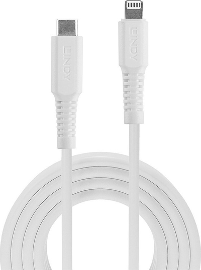 Kabllo USB Lindy USB C me Lightning, 0.5 m, e bardhë