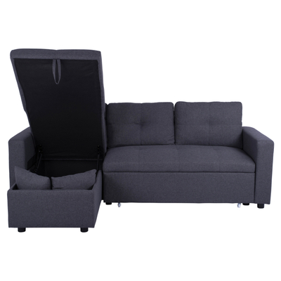 Divan këndor me shtrat Wayne HM3028.11, 224x147 cm, me arkë depozitimi, gri