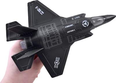 Lodër avion luftarak Jokomisiada F-35, metal, me dritë dhe zë, i zi