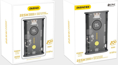 Powerbank Dudao K16Pro, 20000mAh, 22.5W PD, transparent i zi