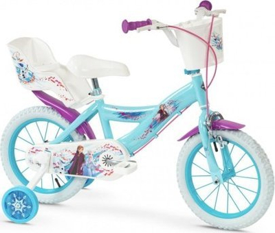 Biçikletë për kalamaj Cycle Frozen 14", me rrota ndihmëse, blu