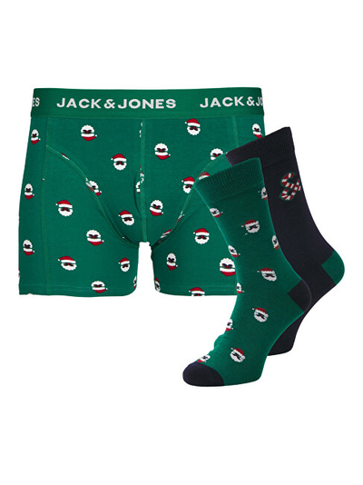 Set dhuratë për meshkuj Jack & Jones, mbathje + 2 palë çorape, të gjelbra