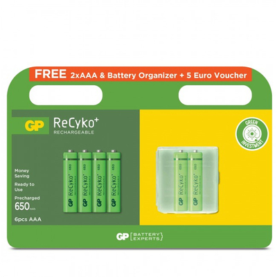 Bateri të rikarikueshme GP ReCyko+, AAA, 650mAh, 6 copë set
