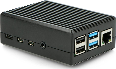 Kuti mbrojtëse OEM për Raspberry Pi 4B DNG-18742, alumini, me vrima porte, e zezë