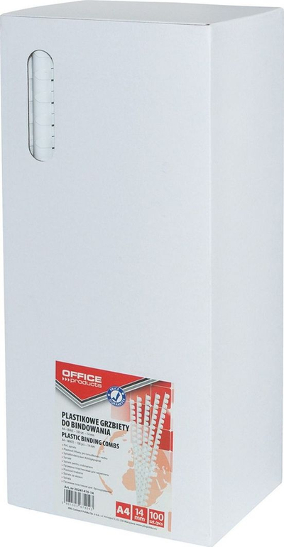 Office Products Врзувачки Чешли, A4, 14 mm, 100 парчиња, Бели