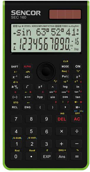 Kalkulator shkolle Sencor SEC 160 GN, 240 funksione, ekran LCD, i zi me jeshile