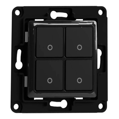 Çelës muri Shelly Wall Switch 4, 4 butona, për relé inteligjente, i zi