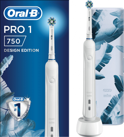 Furçë dhëmbësh elektrike Oral-B Pro 1 750 CrossAction, me kuti udhëtimi, e bardhë