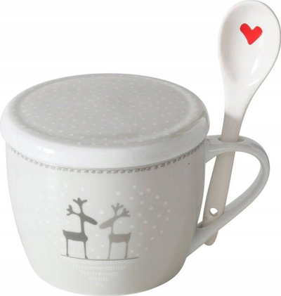 Filxhan Boltze Home Lovelies Pattern 2, 600 ml, me kapak dhe lugë, gri e çelët