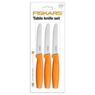 Set thika Fiskars 1014278, për tryezë, 3 copë, portokalli