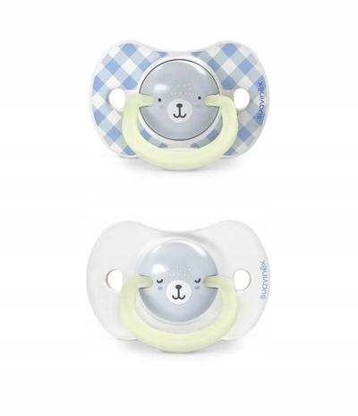 Biberon nate Suavinex Night &amp; Day Sx Pro, 6–18 mujsh, silikon, 2 copë, blu