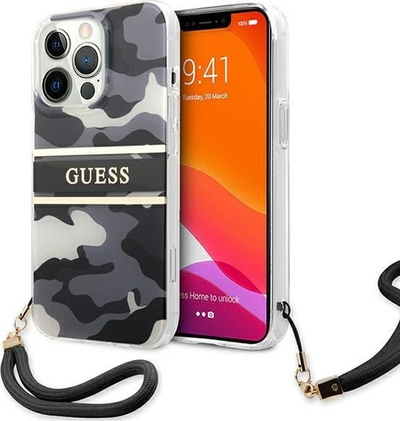 Kapak telefoni Guess Camo Strap GUHCP13XKCABBK, për iPhone 13 Pro Max 6.7", hardcase, i zi