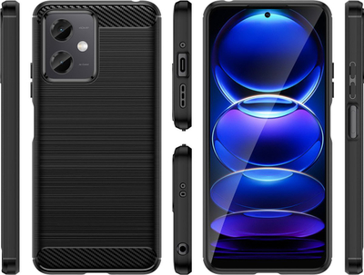 Kapak karboni për Xiaomi Poco X5 5G / Redmi Note 12 5G, TPU i butë, mbron nga goditjet, i zi