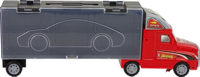 Lodër kamion transportues Leantoys, për 6 makina, me rampë, i kuq
