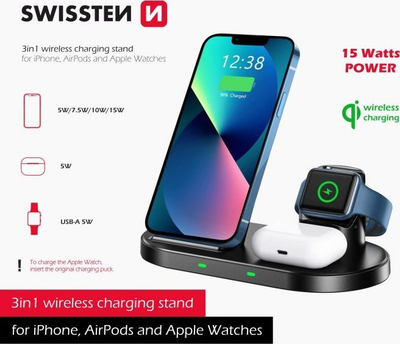 Mbajtëse karikuese Swissten Swissten 3-in-1, i zi