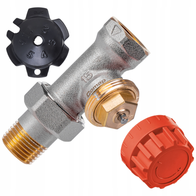 Set valvulash radiatorësh Comap DN15, me kokë termostatike W5, parapërcaktim prurjeje, metalik