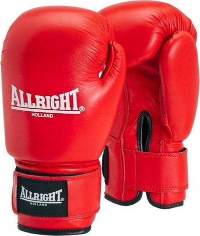 Doreza boksi Allright Top Professional, lëkurë natyrale, 12oz, të kuqe