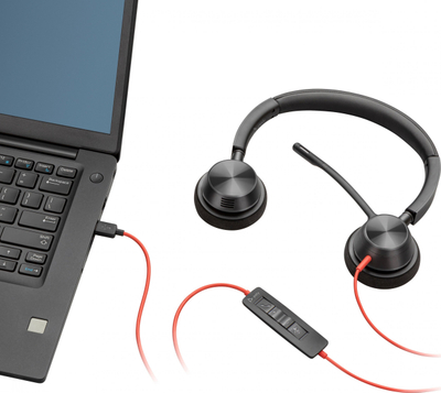 Kufje me mikrofon Poly Blackwire 3320, USB, mbi veshë, të zeza