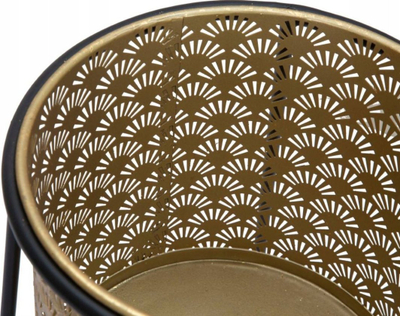 Set me dy mbajtëse vazo lulesh, metal i praruar, 26cm Ø 70cm edhe 23cm Ø 45cm, e artë edhe e zezë