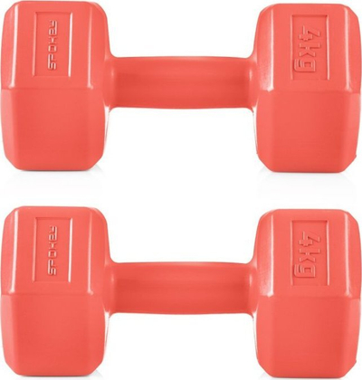 Hantela Spokey Monster, set 2x4kg, gjashtëkëndore, portokalli
