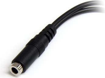 Kabllo StarTech Jack 3.5mm - Jack 3.5mm x2, 0.2 m, e zezë (MUYHSFMM)