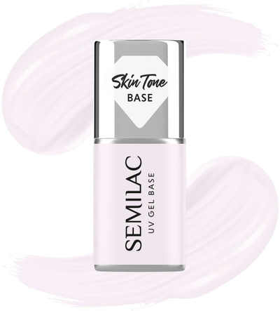 Bazë hibride për thonj Semilac Skin Tone Cover Base, Milky Pink, rozë qumështi