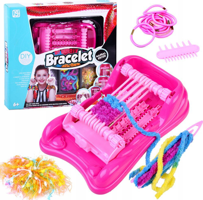 Set kreativ tezgjah për byzylykë DIY Rope Bracelet, plastik, për kalamaj 6+, rozë