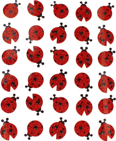 Декоративни налепници Craft with Fun Ladybug Glitter 501870, фигури бубамари, со сјај