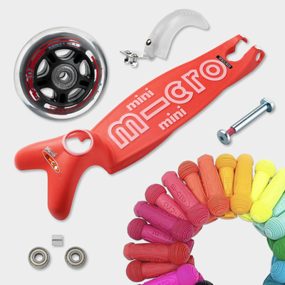 Trotinet për fëmijë Micro Mini Micro LED, 3 rrota, me drita, i kuq