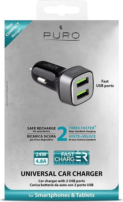 Karikues makine Puro Fast Charger, 2x USB, 24W, i zi