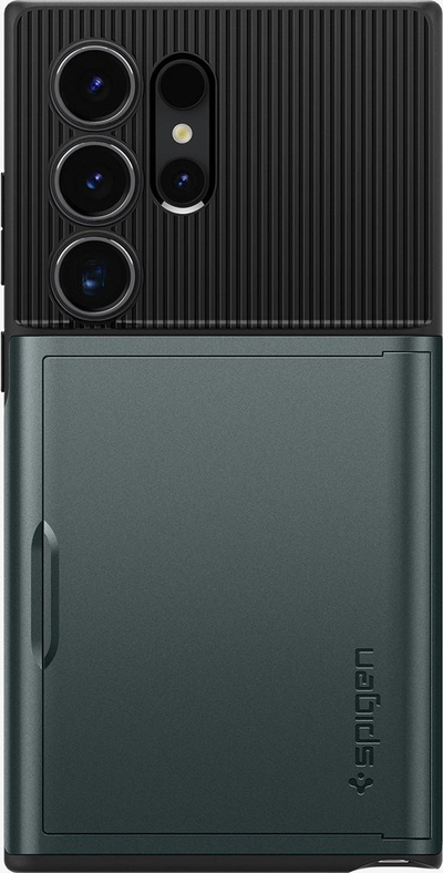 Futrollë telefoni Spigen Slim Armor CS për Samsung Galaxy S24 Ultra, me vend për karta, Abyss Green