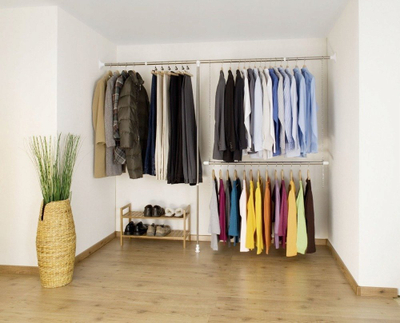 Sistem teleskopik garderobe Wenko, 3 pjesë, 150-250 cm, argjend