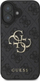 Mbrojtëse telefoni Guess 4G Metal Logo për iPhone 16 Plus, PU, gri
