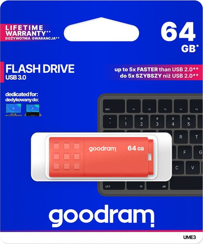 USB GoodRam UME3, 64 GB (UME3-0640O0R11), portokalli