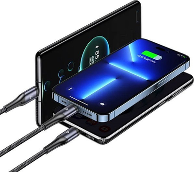 Kabllo karikimi Usams U83 3n1, 1.2m, 66W PD, e zezë