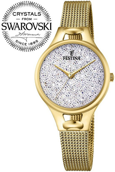 Orë për femra Festina/Swarovski, e bardhë & e artë