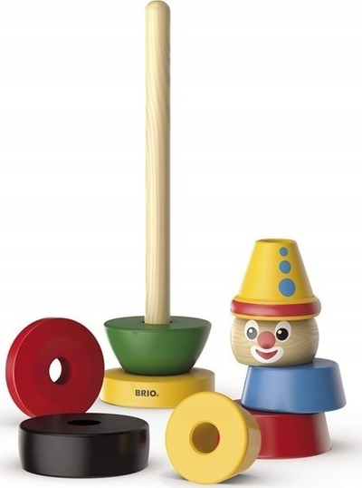 Lodër druri BRIO, klloun me unaza për t’u grumbullu, 24 cm, edukative, shumëngjyrëshe