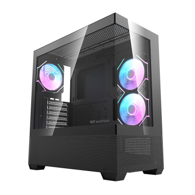Kuti kompjuteri DarkFlash, PSU 700W, 6 ventilatorë RGB, e zezë