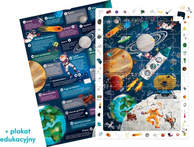 Puzzle vëzhgimi Czuczu Space, edukativ për fëmijë, me poster, shumëngjyrësh
