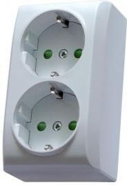 Prizë dyshe Ospel Bis, me tokë Schuko, 16A 250V, e bardhë