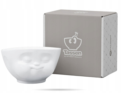 Tas porcelani FiftyEight Munching Face, 16 Oz, i bardhë