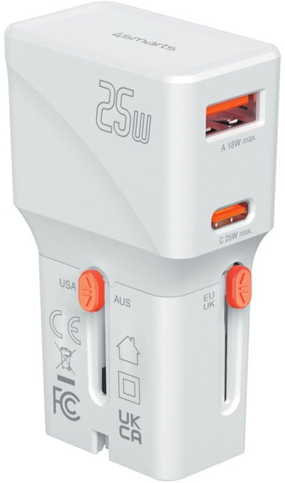 Përshtatës udhëtimi 4smarts Nomad Pocket, 25W, universal, i bardhë