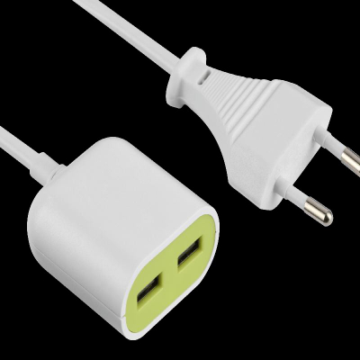 Zgjatës USB Gummy-line GL, 2x USB, 2.4A, 1.5m, i bardhë me jeshile