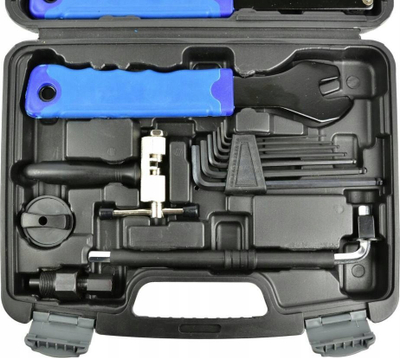 Set veglash riparimi për biçikletë G03503, 20 pjesë, me kuti plastike, gri