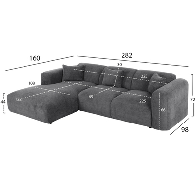 Divan këndor Bricken 110–282×98–160×72 cm (HM3275.04L)